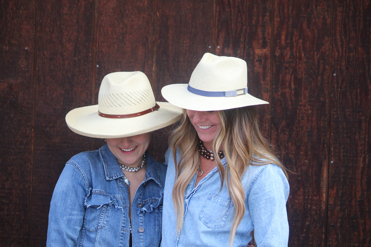 Susan Carrolan Millinery Panama Straw Hat with Denim Band size M The Panama – Susan Carrolan Millinery main image 4